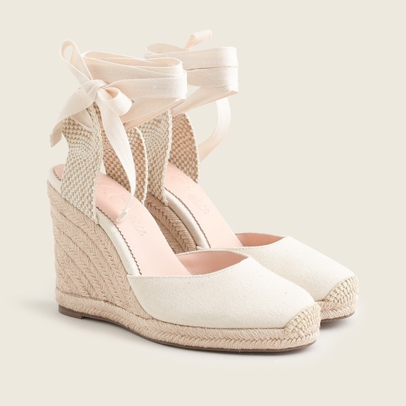 J. Crew Shoes - New JCREW Round-toe Canvas Espadrille Wedges in Natural